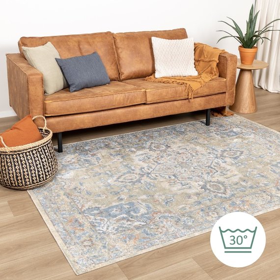 FRAAI | Home & Living Waschbarer Teppich - Nova Medaillon Grün