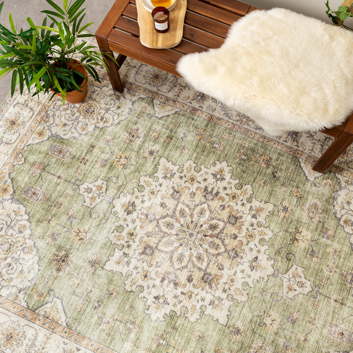 Vintage Gartenteppich - Santo Medaillon Grün