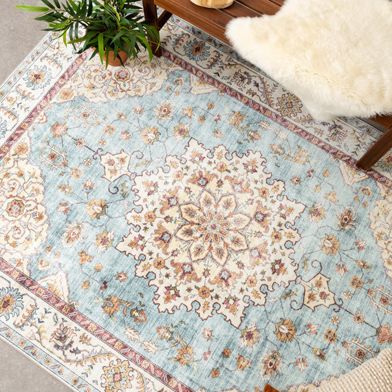 FRAAI | Home & Living Vintage Gartenteppich - Santo Medaillon Hellblau