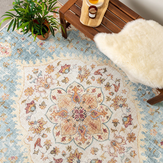 FRAAI | Home & Living Vintage Gartenteppich - Santo Mandala Hellblau