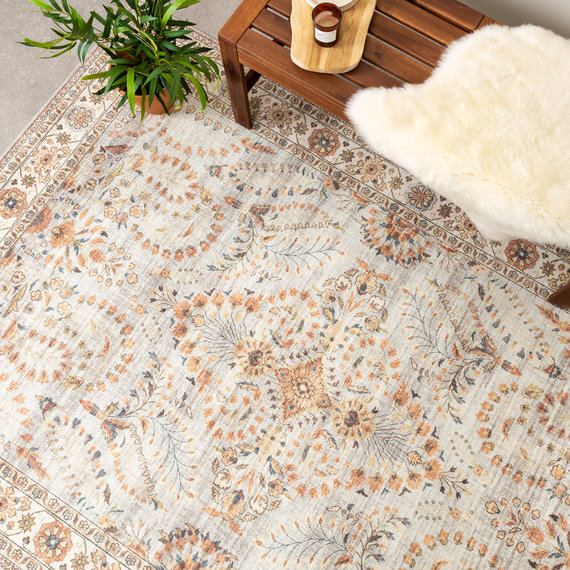 FRAAI | Home & Living Vintage Gartenteppich - Santo Flora Hellgrau