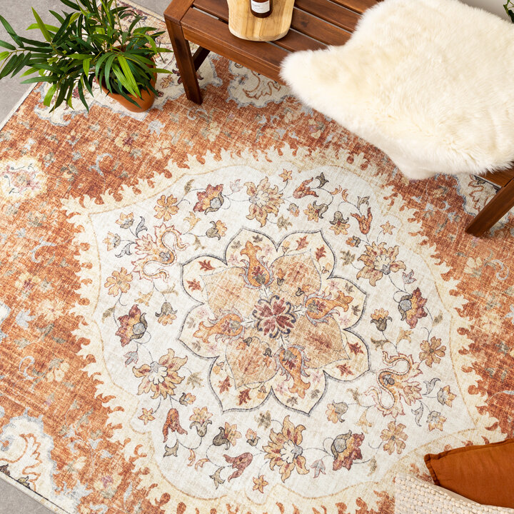 Vintage Gartenteppich - Santo Mandala Terrakotta