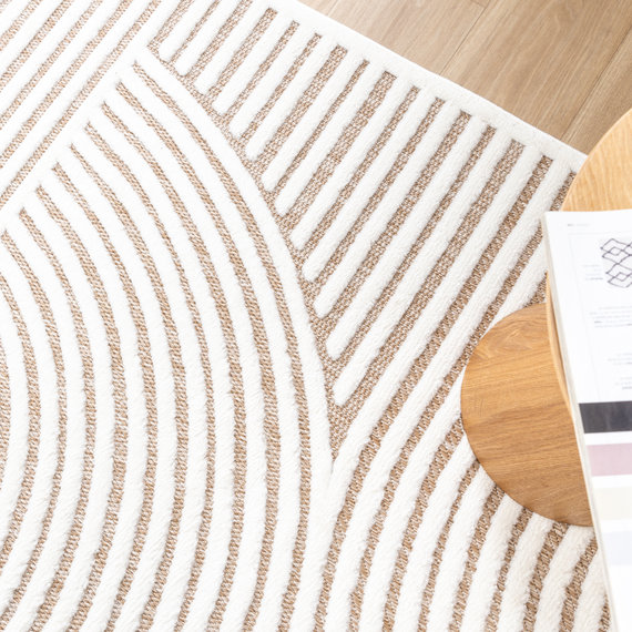 FRAAI | Home & Living Teppich Modern - Nori Curves Weiß Taupe