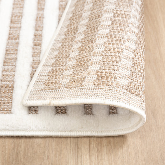 FRAAI | Home & Living Teppich Modern - Nori Curves Weiß Taupe