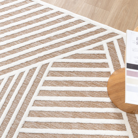 FRAAI | Home & Living Teppich Modern - Nori Lines Weiß Taupe