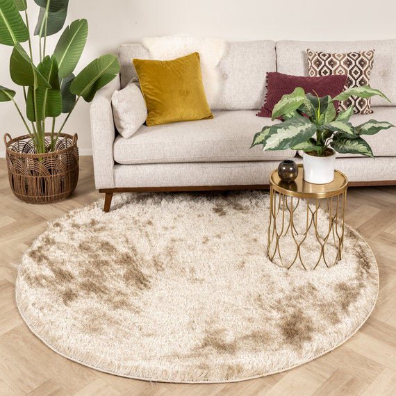 FRAAI | Home & Living Hochflor Teppich Rund - Glorious Champagne Creme
