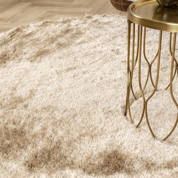 FRAAI | Home & Living Hochflor Teppich Rund - Glorious Champagne Creme