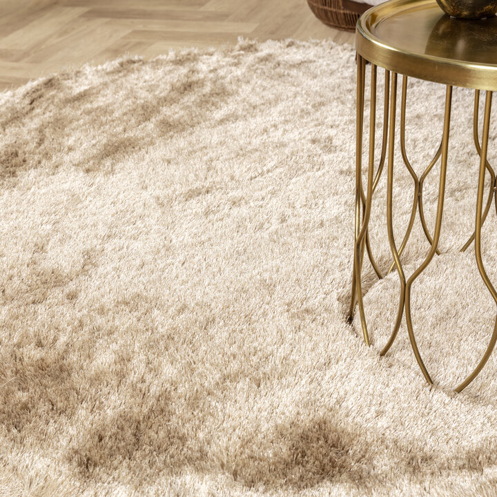 Hochflor Teppich Rund - Glorious Champagner Creme