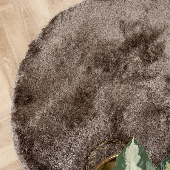FRAAI | Home & Living Hochflor Teppich Rund - Glorious Silber Grau