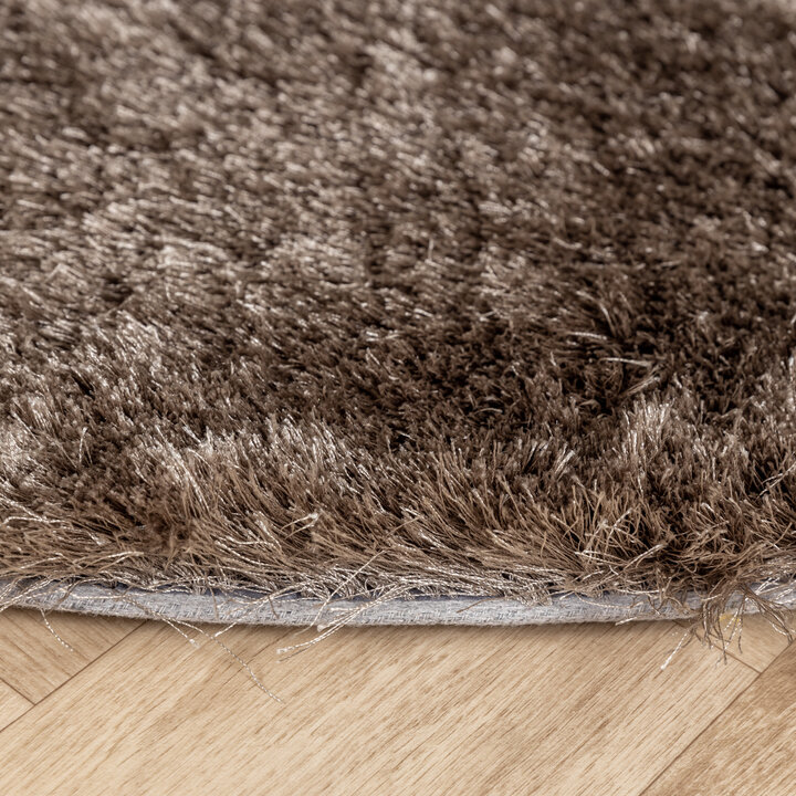 Hochflor Teppich Rund - Glorious Silber Grau