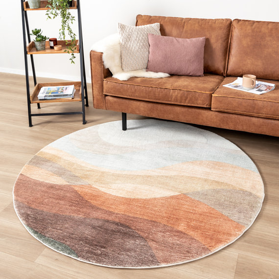 FRAAI | Home & Living Moderner Teppich Rund - Field Terra Rot