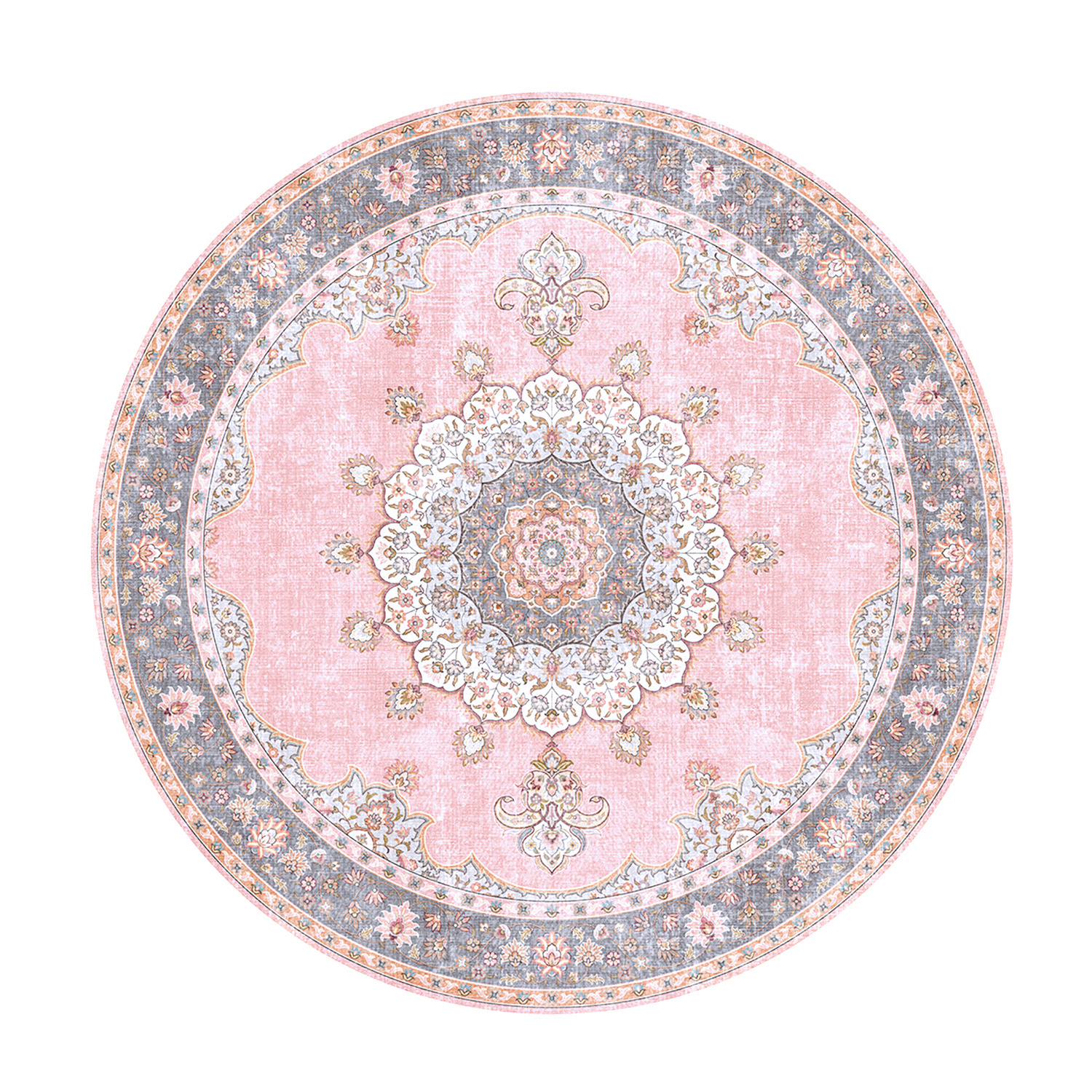 Teppich Vintage Rund - Lily Medaillon Rosa - sfeer