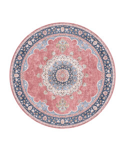 Teppich Vintage Rund - Lily Medaillon Rot Rosa