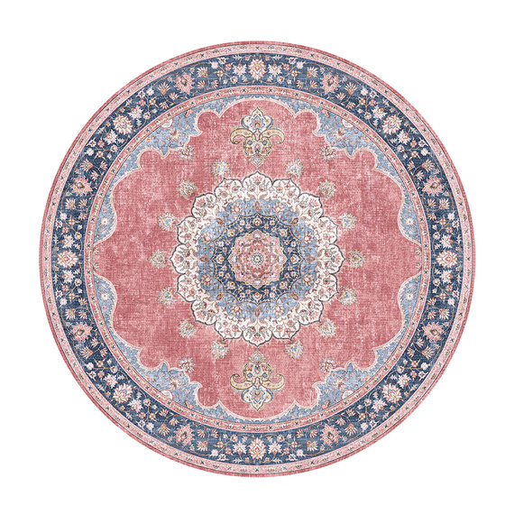 FRAAI | Home & Living Teppich Vintage Rund - Lily Medaillon Rot Rosa