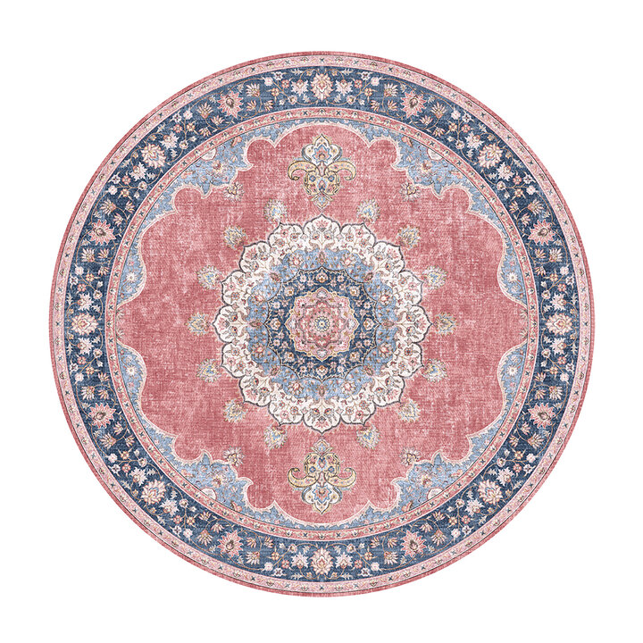 Teppich Vintage Rund - Lily Medaillon Rot Rosa