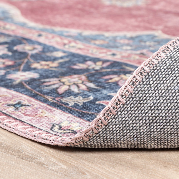 FRAAI | Home & Living Teppich Vintage Rund - Lily Medaillon Rot Rosa
