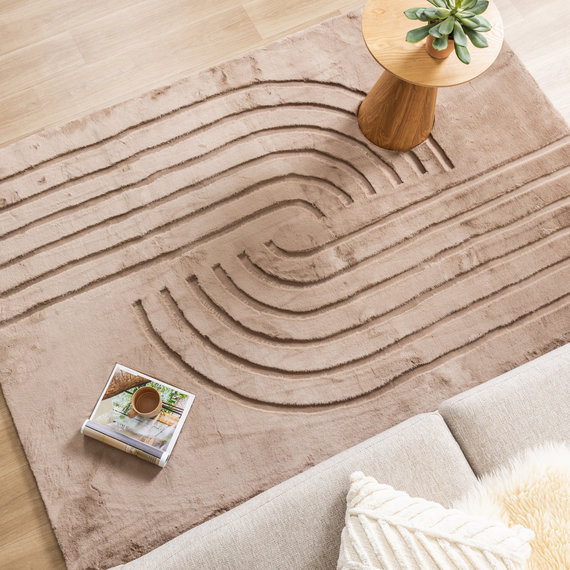 FRAAI | Home & Living Hochflor Teppich - Carvy Curves Taupe