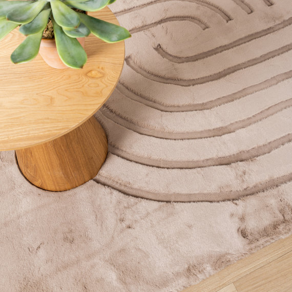 FRAAI | Home & Living Hochflor Teppich - Carvy Curves Taupe