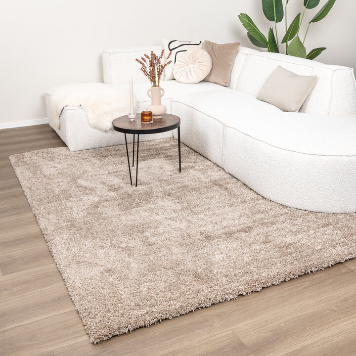 Waschbarer Hochflor Teppich - Tidy Taupe