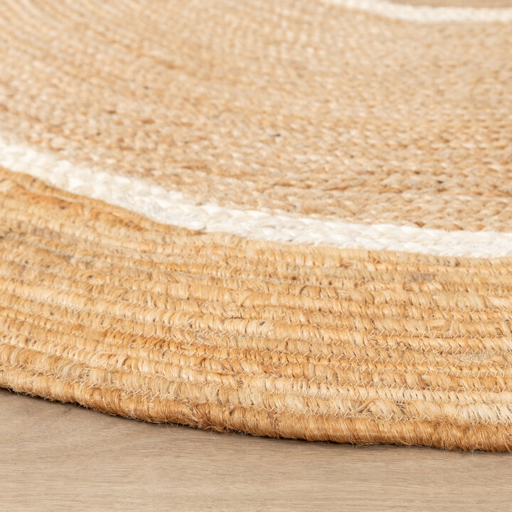 Jute Teppich Rund - Mirai Circle Weiss Natur