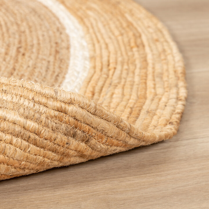 Jute Teppich Rund - Mirai Circle Weiss Natur