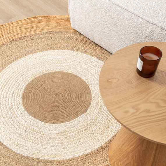 FRAAI | Home & Living Jute Teppich - Mirai Border Weiss Natur