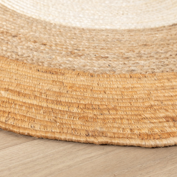 FRAAI | Home & Living Jute Teppich - Mirai Border Weiss Natur