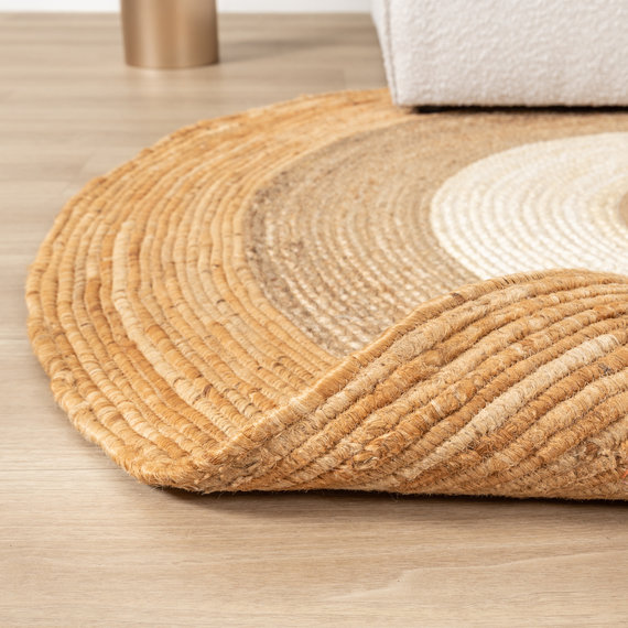 FRAAI | Home & Living Jute Teppich - Mirai Border Weiss Natur