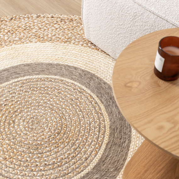 FRAAI | Home & Living Jute Teppich - Mirai Border Weiss Melange