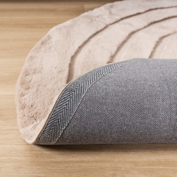 FRAAI | Home & Living Hochflor Teppich Rund - Carvy Curves Taupe