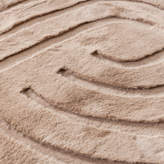 FRAAI | Home & Living Hochflor Teppich Rund - Carvy Curves Taupe