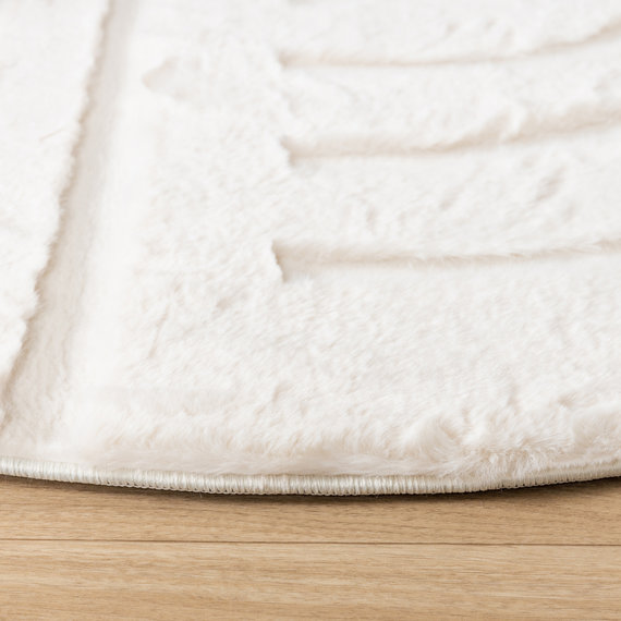 FRAAI | Home & Living Hochflor Teppich Rund - Carvy Curves Creme