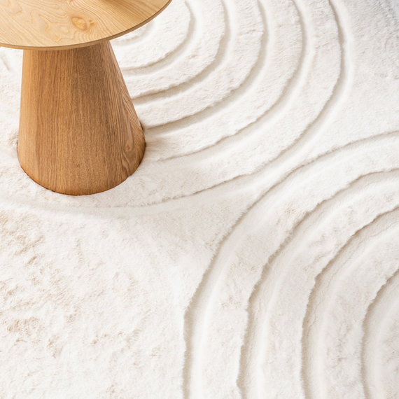 FRAAI | Home & Living Hochflor Teppich Rund - Carvy Arches Creme