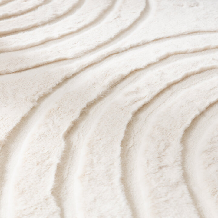 Hochflor Teppich Rund - Carvy Arches Creme