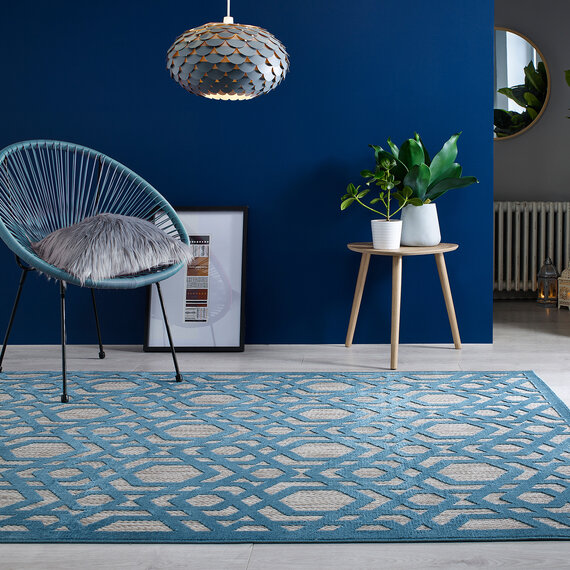 Flair Rugs In - & Outdoor Teppich - Piatto Oro Blau