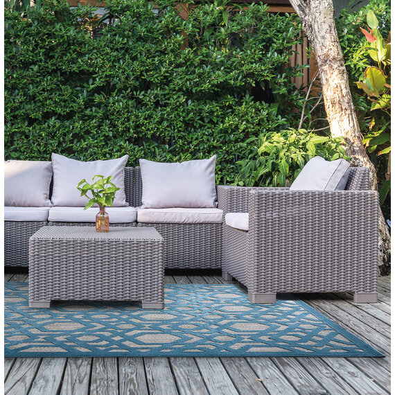 Flair Rugs In - & Outdoor Teppich - Piatto Oro Blau