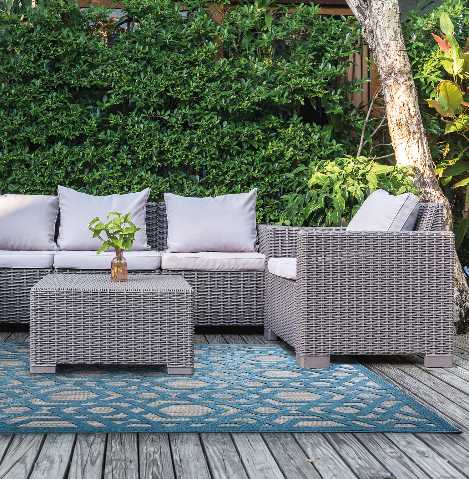 In- & Outdoor Teppich - Piatto Oro Blau - sfeer