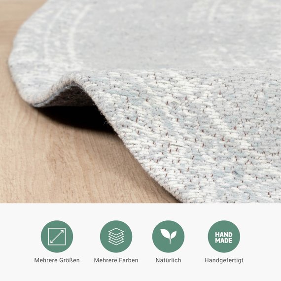 FRAAI | Home & Living Teppich Vintage Rund - Admire Hellgrau