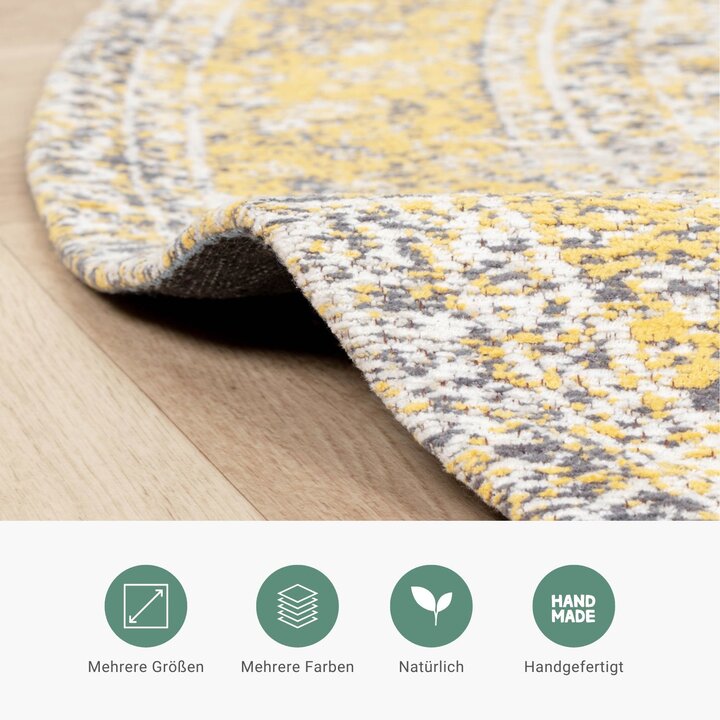 Teppich Vintage Rund - Admire Gelb