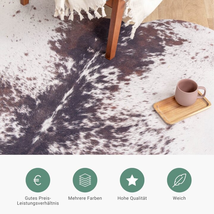 Kuhfell - Bovine Weiß Dunkelbraun