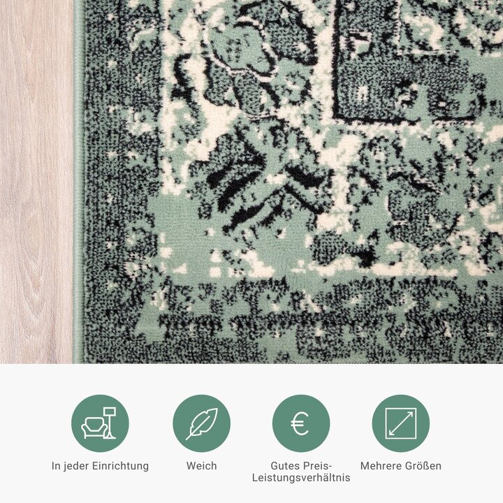 Teppich Vintage - Wonder Grün Schwarz