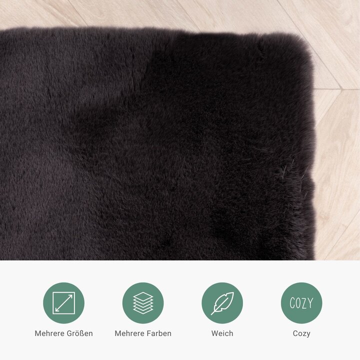 Hochflor Läufer - Comfy Supreme Schwarz