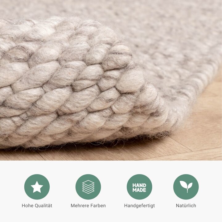 Wollteppich - Brilliant Hellgrau