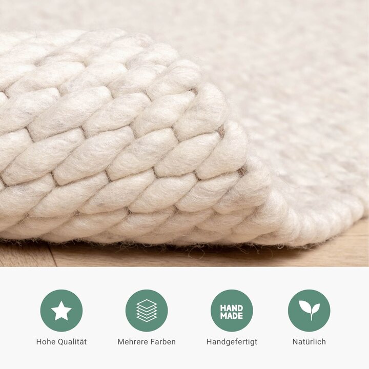 Wollteppich - Brilliant Creme Weiß