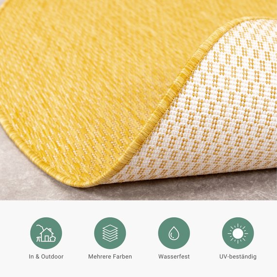 FRAAI | Home & Living In- & Outdoor Teppich Rund - Costa Ockergelb
