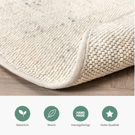 FRAAI | Home & Living Wollteppich Rund - Dala Creme/Meliert