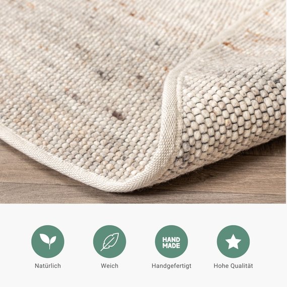 FRAAI | Home & Living Wollteppich Rund - Dala Beige/Meliert