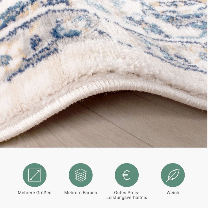 Teppich Vintage - Deep Medaillon Weiß Blau