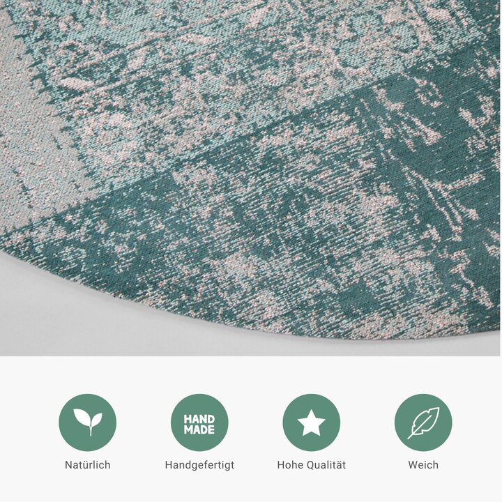 Teppich Patchwork Rund - Dreams Mint Türkis