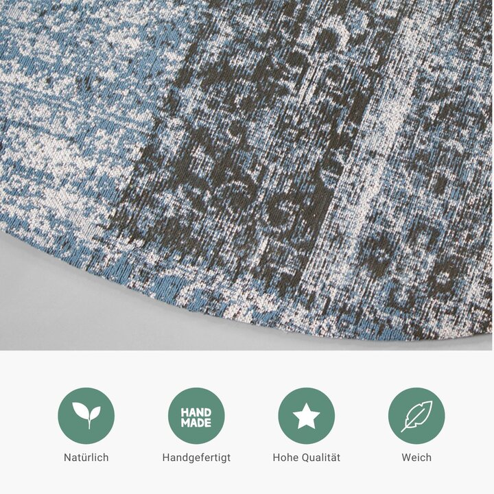 Teppich Patchwork Rund - Dreams Grau Blau
